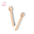 Eco Cupss BioDegable Minne Dinderware Swords Swies Custom Kitchen Kids Silicone Spoon Fork Set Soter Hout